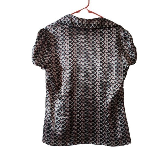Women's Apt 9 Y2K Silky Short Sleeve Geometric Blouse/Top Size Medium - Picture 2 of 15